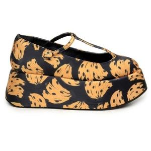 Farm Rio Black Bananica Bunch Ballerina Mary Jane Platform Banana Shoes